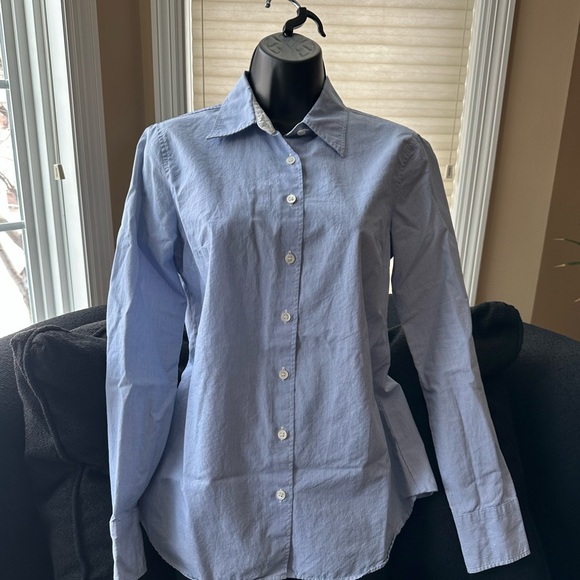 J. Crew Tops - J. Crew classic blue and white striped button down shirt